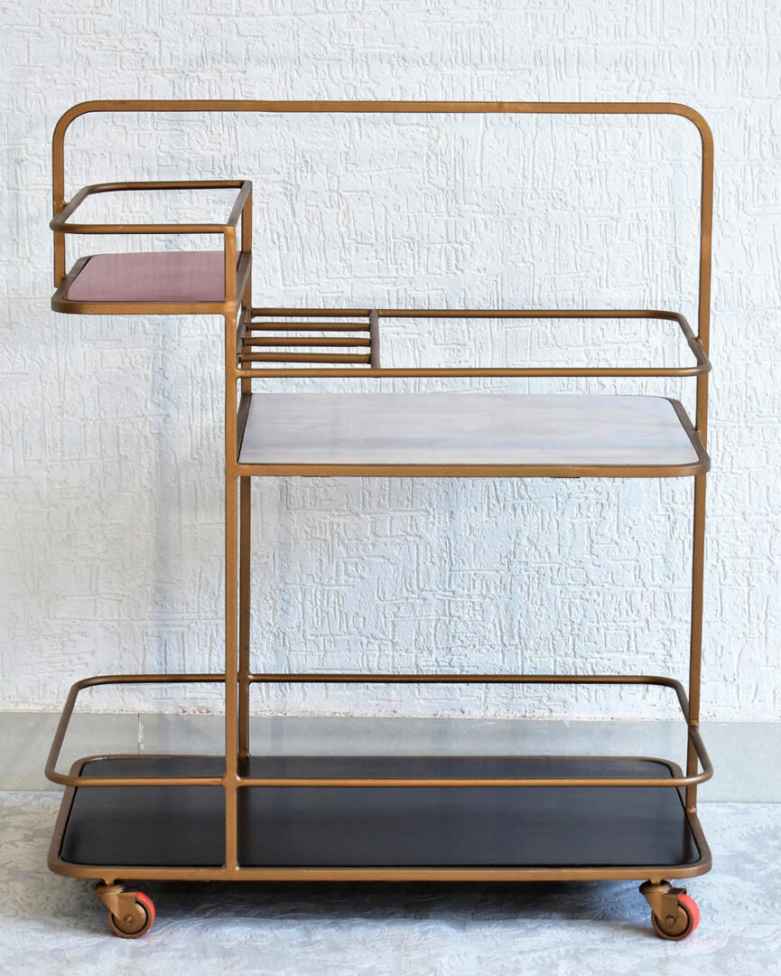 Nora Multipurpose Bar Trolley - Red, White and Black - Image 4